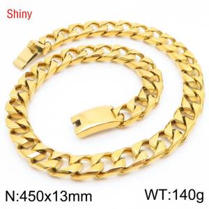 13mm 450mm Stainless Steel Cuban Chain Shiny Gold Color Necklace - KN287340-Z