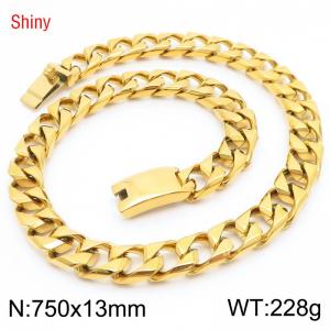 13mm 750mm Stainless Steel Cuban Chain Shiny Gold Color Necklace - KN287346-Z