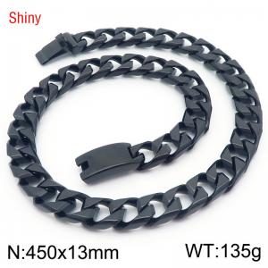 13mm 450mm Stainless Steel Cuban Chain Shiny Black Color Necklace - KN287354-Z