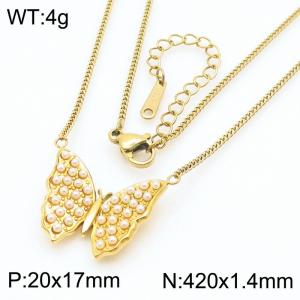 French retro niche high-end butterfly pearl necklace - KN287387-KFC