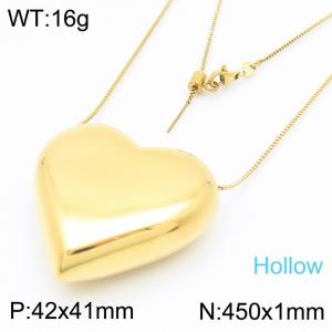 Fashionable new stainless steel hollow large heart pendant necklace - KN287392-KFC