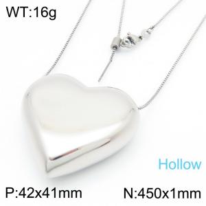 Fashionable new stainless steel hollow large heart pendant necklace - KN287393-KFC