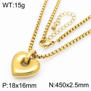 Fashionable hollowed out heart-shaped stainless steel necklace - KN287404-Z