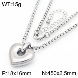 Fashionable hollowed out heart-shaped stainless steel necklace - KN287405-Z