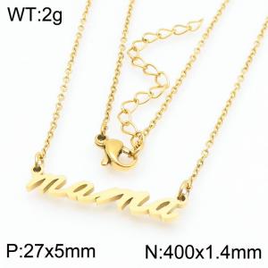 Wholesale Letter mama Flower Pendant Necklaces for Women Stainless Steel Charms Chain Jewelry Mother's Day Gifts - KN287415-KLX