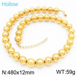 Simple and personalized stainless steel 480 × 12mm round bead handmade DIY bead charm gold necklace - KN287509-KFC