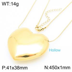 Simple and personalized stainless steel fine collarbone chain splicing three-dimensional heart-shaped pendant jewelry charm gold necklace - KN287510-KFC