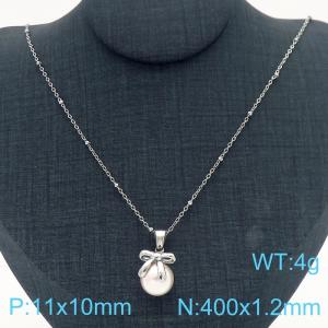 400mm Women Stainless Steel&Pearl Hair Tie Pendant Necklace - KN287529-KFC