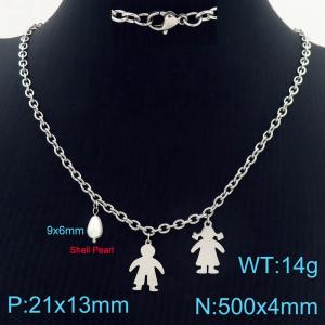 Stainless steel boy and girl pearl necklace couple jewelry - KN287531-Z