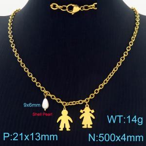 Stainless steel boy and girl pearl necklace couple jewelry - KN287532-Z