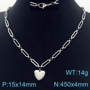 Simple and stylish stainless steel heart-shaped necklace - KN287548-Z