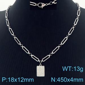 Fashionable design stainless steel square poker hang tag necklace - KN287552-Z