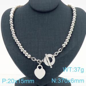 Personalized design stainless steel double-layer layered heart-shaped bead necklace - KN287557-Z