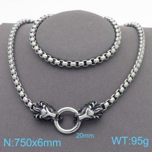 750x6mm=Viking Hip Hop Animal Head Necklace Square Chain Stainless Steel Men's and Women's Jewelry - KN287662-Z