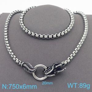 750x6mm=Viking Hip Hop Animal Head Necklace Square Chain Stainless Steel Men's and Women's Jewelry - KN287665-Z