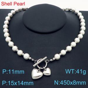 450x8mm=Fashion Pearl Necklace Love Accessories Beads Stainless Steel Women's Jewelry - KN287678-Z