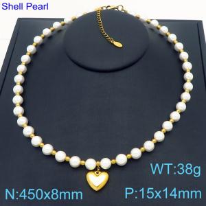 450x8mm=Fashion Pearl Necklace Love Accessories Beads Stainless Steel Women's Jewelry - KN287687-Z