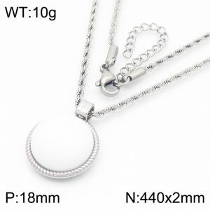 18mm Female Stainless Steel White Gemstone Silver Necklace - KN287725-GC