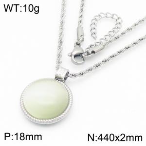 18mm Women's Stainless Steel Light White Gemstone Silver Necklace - KN287727-GC