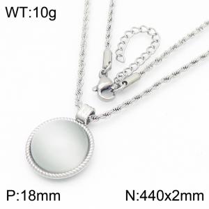 18mm Women's Stainless Steel Gray White Gemstone Silver Necklace - KN287729-GC