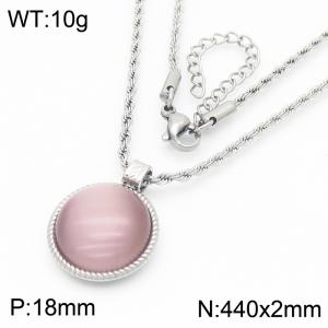 18mm Women's Stainless Steel Light Purple Gemstone Silver Necklace - KN287733-GC