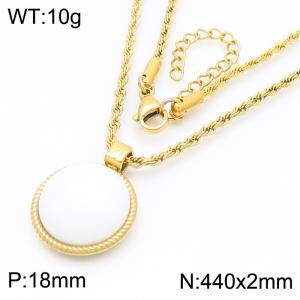 18mm Female Stainless Steel White Gemstone Gold Necklace - KN287736-GC