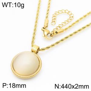 18mm Women's Stainless Steel Beige Gemstone Gold Necklace - KN287738-GC