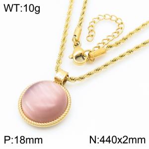 18mm Women's Stainless Steel Light Purple Gemstone Gold Necklace - KN287744-GC