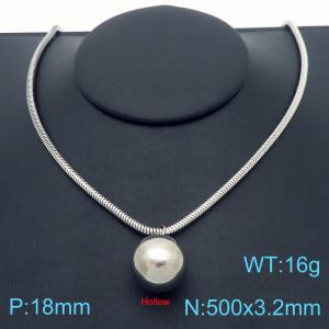 500x3.2mm=Simple Round Bead Necklace Beaded Serpentine Chain Stainless Steel Women's Jewelry - KN287767-Z