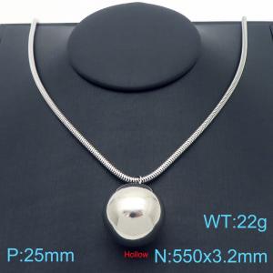 500x3.2mm=Simple Round Bead Necklace Beaded Serpentine Chain Stainless Steel Women's Jewelry - KN287768-Z