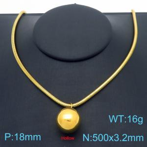 500x3.2mm=Simple Round Bead Necklace Beaded Serpentine Chain Stainless Steel Women's Jewelry - KN287769-Z