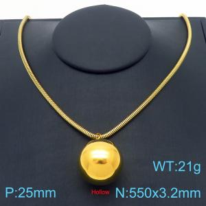 500x3.2mm=Simple Round Bead Necklace Beaded Serpentine Chain Stainless Steel Women's Jewelry - KN287770-Z