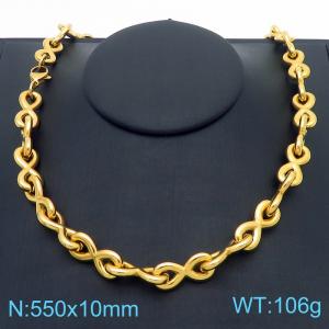 Stainless steel gold 8-shaped necklace - KN287772-Z