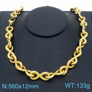 Stainless steel gold 8-shaped necklace - KN287774-Z