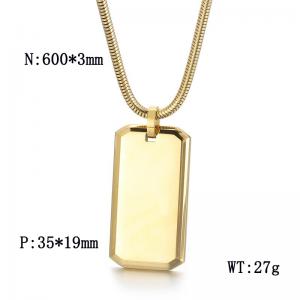 Custom Trendy 18k Gold Stainless Steel Long Bar Pendant Sweater Chain Necklace Black PVD Plated Custom Dog Tags Necklace For Men - KN287862-KFC