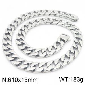 15mm Wide Cuban Chain Necklace for Men Stianless Steel Fashion Jewelry - KN288112-KJX