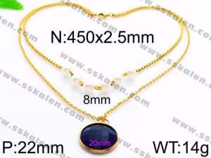 Stainless Steel Stone & Crystal Necklace - KN28813-Z