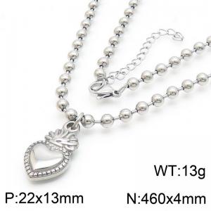 46cm Love Stainless Steel Beaded Necklace Neutral Silver - KN288201-Z