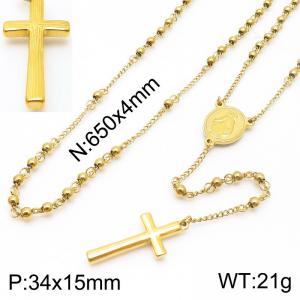 65cm Fine Cross Stainless Steel Pendant Necklace Women Gold - KN288204-Z