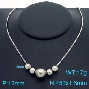 45cm Elegant Beaded Stainless Steel Necklace Women Silver - KN288209-Z