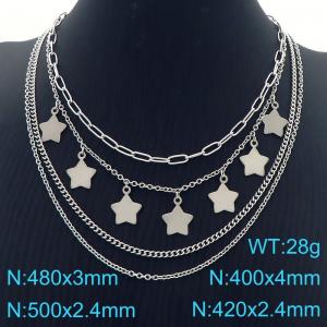 Star Spliced Stainless Steel Necklace Women Silver - KN288245-Z