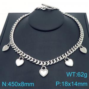 Love Stainless Steel Cuban Chain Necklace Silver - KN288253-Z