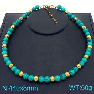 Green Volcanic Stainless Steel Necklace Gold - KN288264-Z