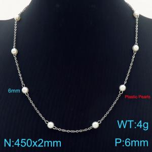 Stainless steel imitation pearl necklace - KN288267-Z