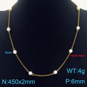 Stainless steel imitation pearl necklace - KN288268-Z