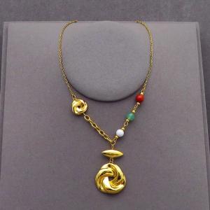 SS Gold-Plating Necklace - KN288297-FA