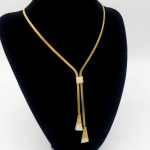 SS Gold-Plating Necklace - KN288473-WH