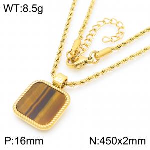 Simple and high-end stainless steel square geometric pendant necklace - KN288484-GC