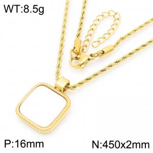 Simple and high-end stainless steel square geometric pendant necklace - KN288487-GC