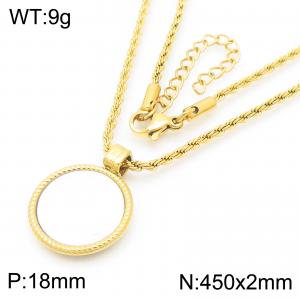 Simple and high-end stainless steel circular geometric pendant necklace - KN288489-GC